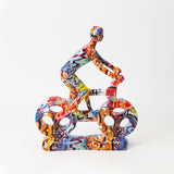 Bicycle Riding People Colorful Sculpture - HOUSYE