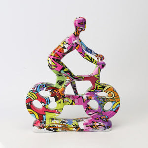 Bicycle Riding People Colorful Sculpture - HOUSYE