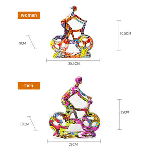 Bicycle Riding People Colorful Sculpture - HOUSYE