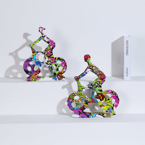 Bicycle Riding People Colorful Sculpture - HOUSYE