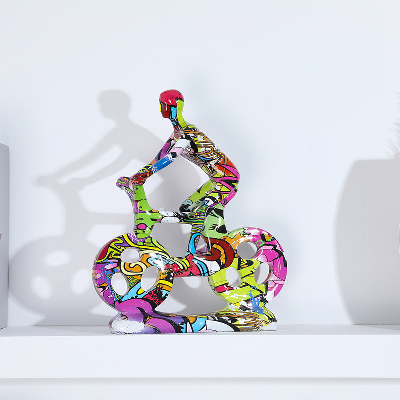 Bicycle Riding People Colorful Sculpture - HOUSYE