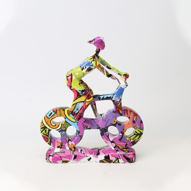 Bicycle Riding People Colorful Sculpture - HOUSYE