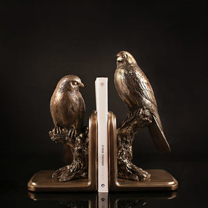 Golden Birds Sculpture Bookends - HOUSYE