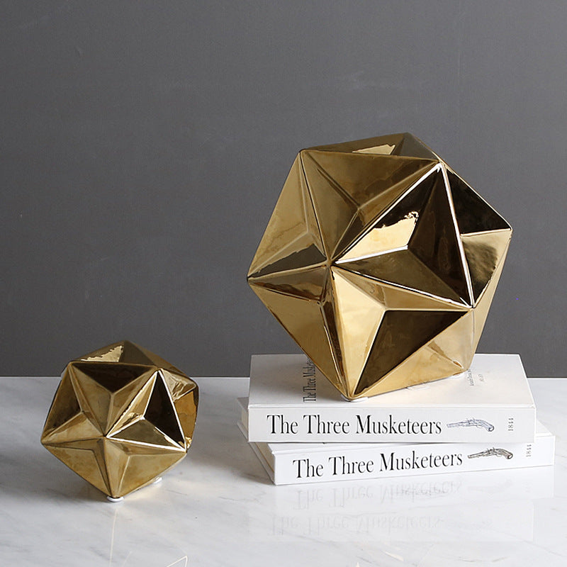 Simple Golden Ceramic Polyhedron Living Room Decoration - HOUSYE