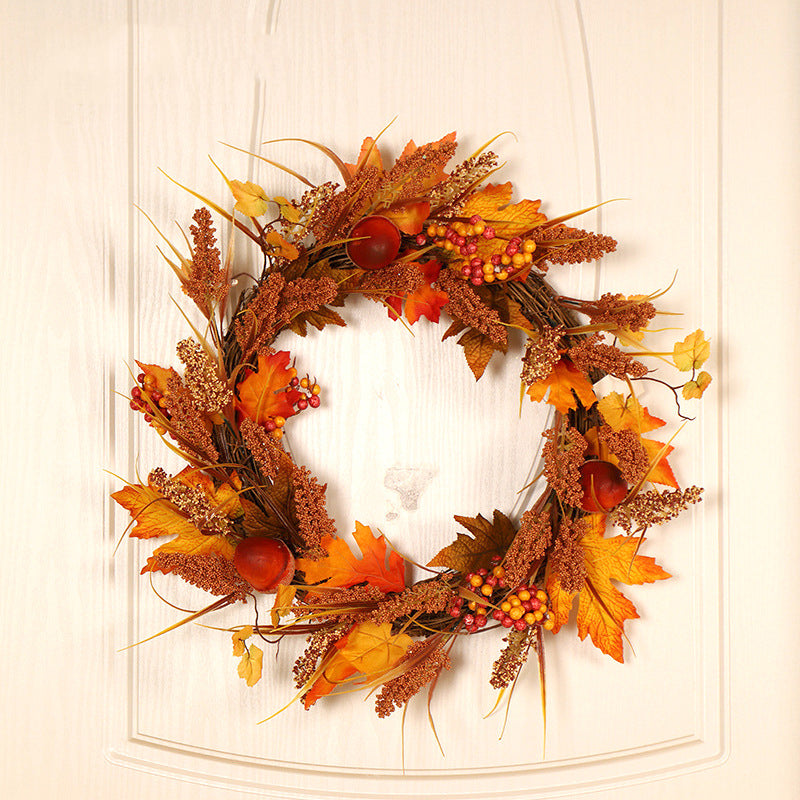 Christmas Wreath of Maple Leaves and Acorns - HOUSYE