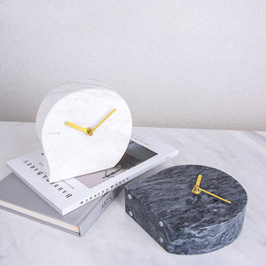 White and Black Marble Creative Minimalist Table Clock - HOUSYE