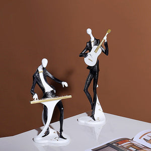 Black White Musician Character Sculpture - HOUSYE