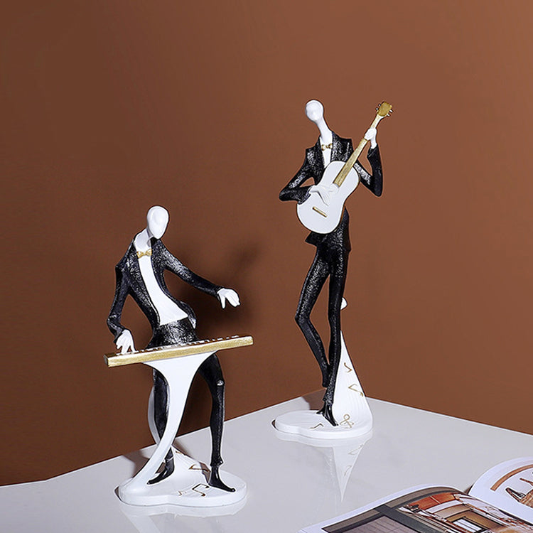 Black White Musician Character Sculpture - HOUSYE