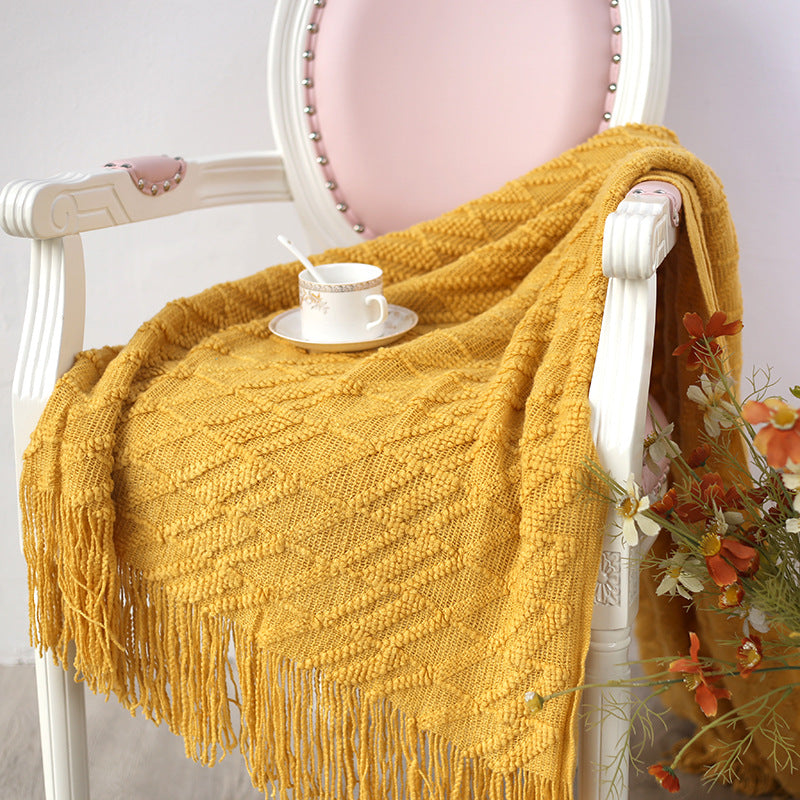 Fringe Lace Thin Rectangle Blanket - HOUSYE