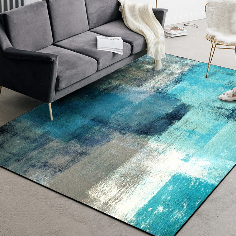 Blue and White Watercolor Rectangular Rugs - HOUSYE