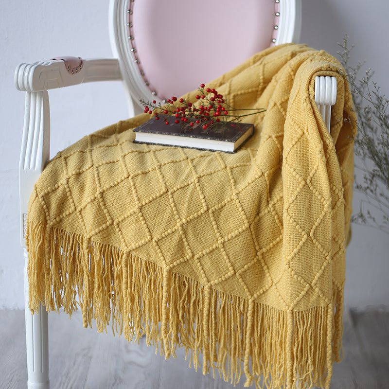 Lined Work Fringe Lace Blanket - HOUSYE