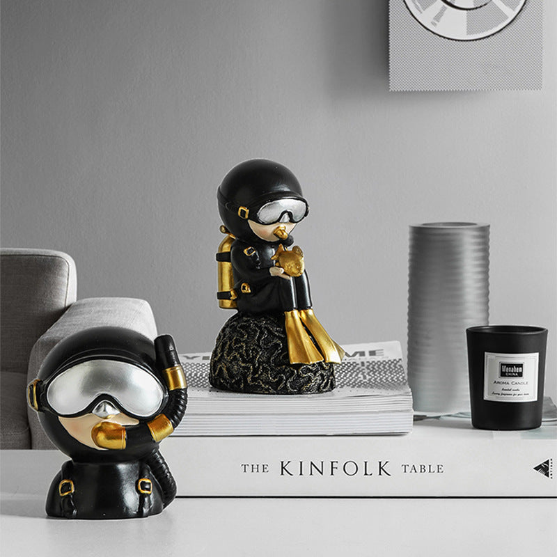 Cute Black Resin Diver Art Craft - HOUSYE