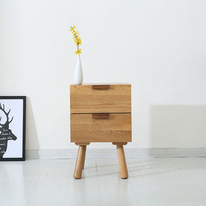 Double Drawer Wooden Nightstand - HOUSYE