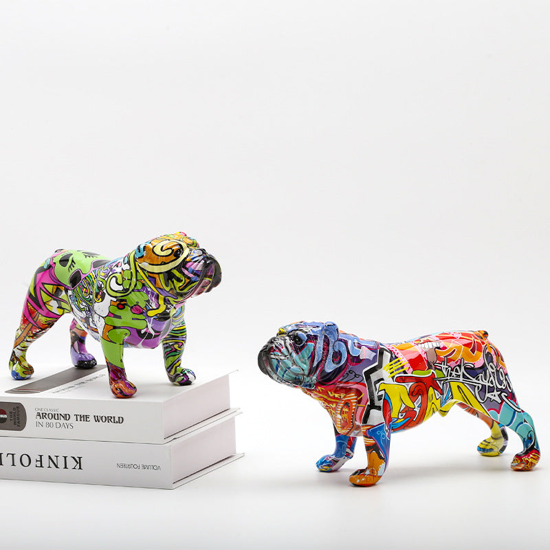 Colored Resin Bulldog Sculpture - HOUSYE