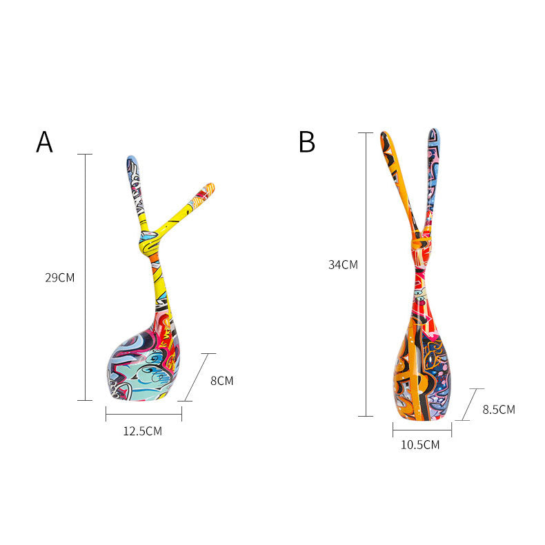 Colorful Couple Rabbit Resin Sculpture - A Set - HOUSYE