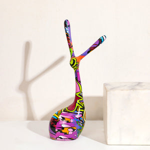 Colorful Couple Rabbit Resin Sculpture - A Set - HOUSYE