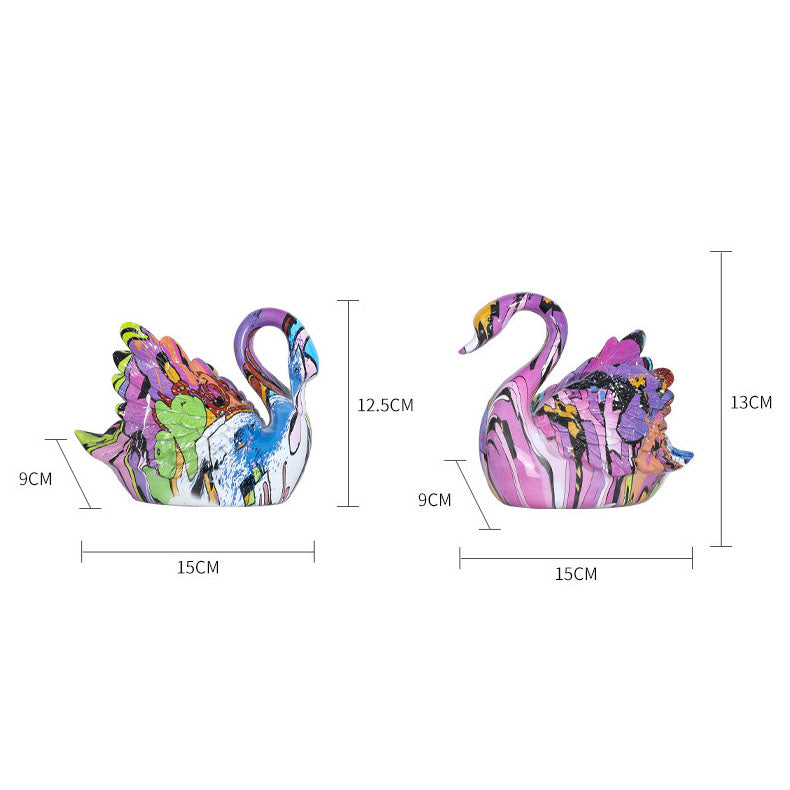 Colorful Resin Couple Swan - A Set - HOUSYE