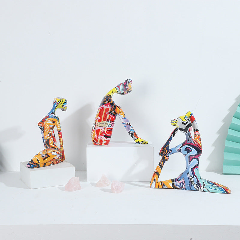 Colorful Yoga Girl Resin Sculpture - HOUSYE