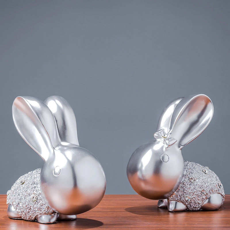 Cute Couple Rabbit Sculptures -Set of 2 - HOUSYE