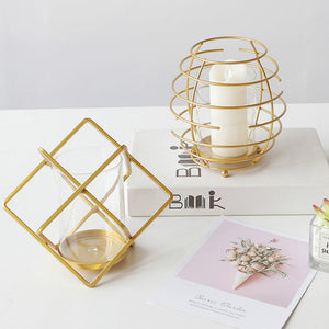 Geometric Metal Candle Holder - HOUSYE