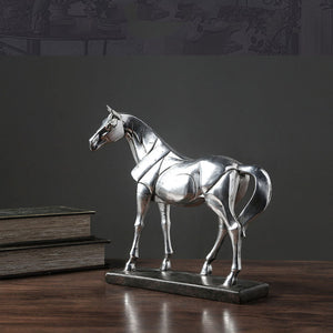 Vintage Silver Horse Resin Sculpture - HOUSYE