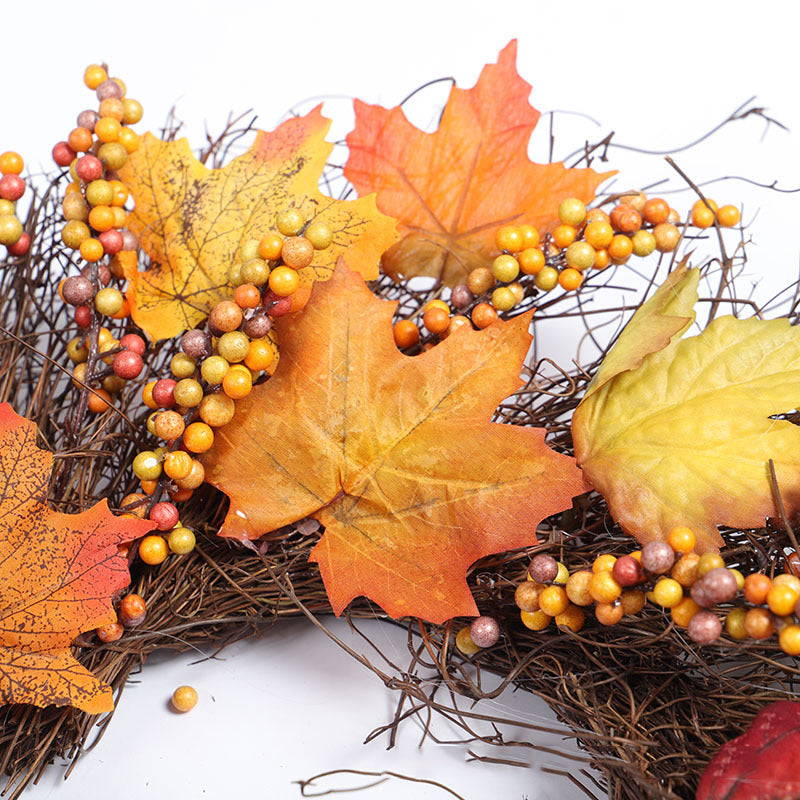 Christmas Rattan Maple Leaf Wreath - HOUSYE