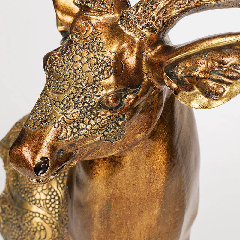 Golden Deer Head Sculpture Candle Holder - HOUSYE