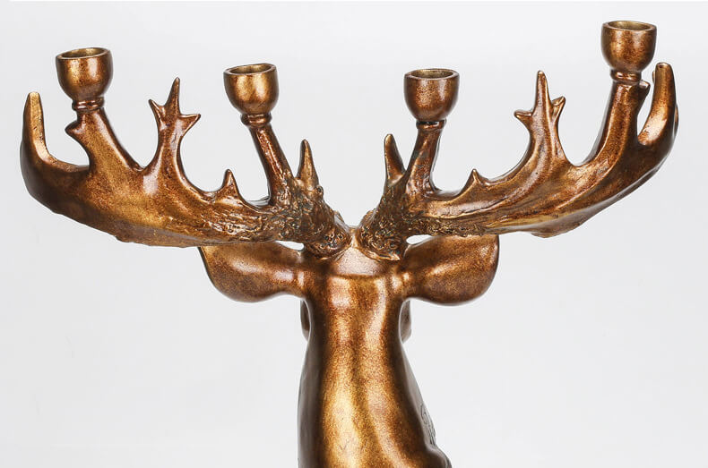 Golden Deer Head Sculpture Candle Holder - HOUSYE