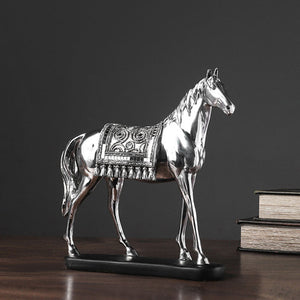 Silver Electroplating Horse Resin Animal Sculpture - HOUSYE