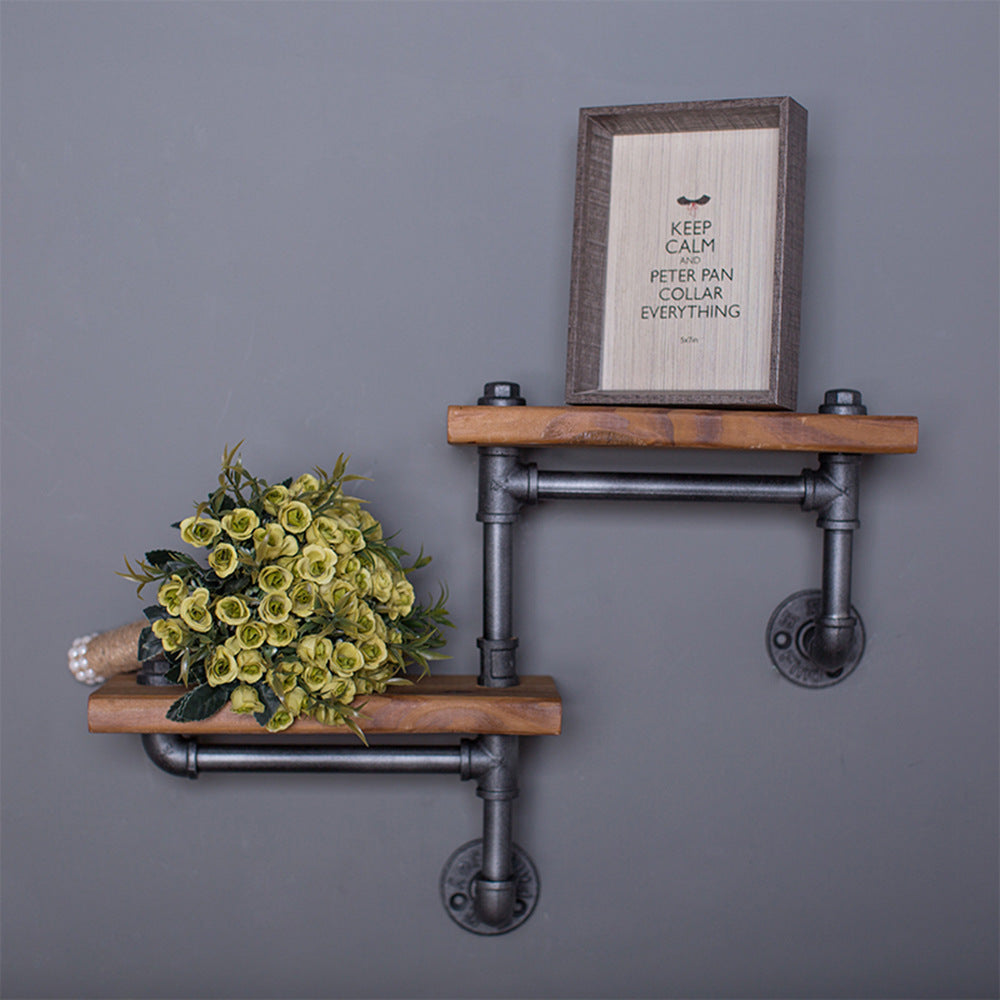 Wrought Iron Shelf Solid Wood Shelf - HOUSYE