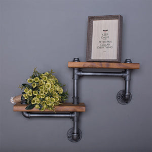 Wrought Iron Shelf Solid Wood Shelf - HOUSYE