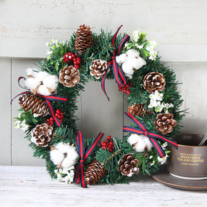 Simulation Pine White Cotton Christmas Wreath - HOUSYE