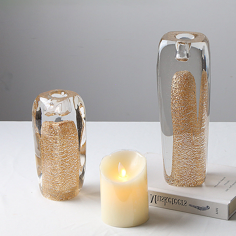 Modern Minimalist Handmade Glass Gold Candle Holder - HOUSYE