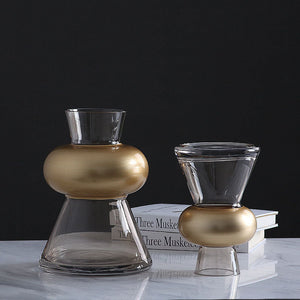 Creative Modern Minimalist Glass Cone Golden Vase - HOUSYE