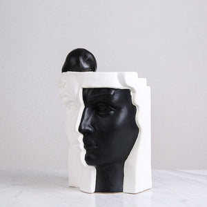 Modern Abstract Black and White Double-sided Human Art Ceramics - HOUSYE