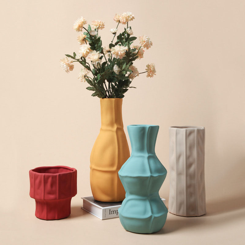 Simple Ceramic Vase In Morandi - HOUSYE