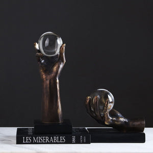 Creative Simple Modern Hand Holding Crystal Ball Sculpture - HOUSYE