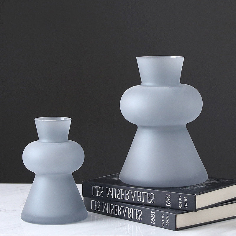 Minimalist Glass Cone Gray Vase Table Top Decoration - HOUSYE