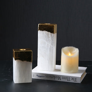 Simple Natural Spar Candlestick Desktop Decoration - HOUSYE