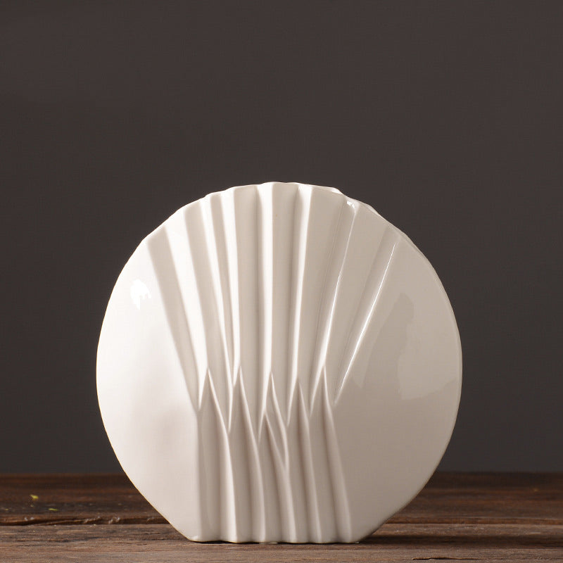 White Shell Ceramic Vase - HOUSYE