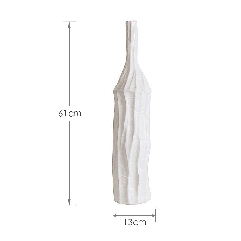 Simple White Art Slender Vase - HOUSYE