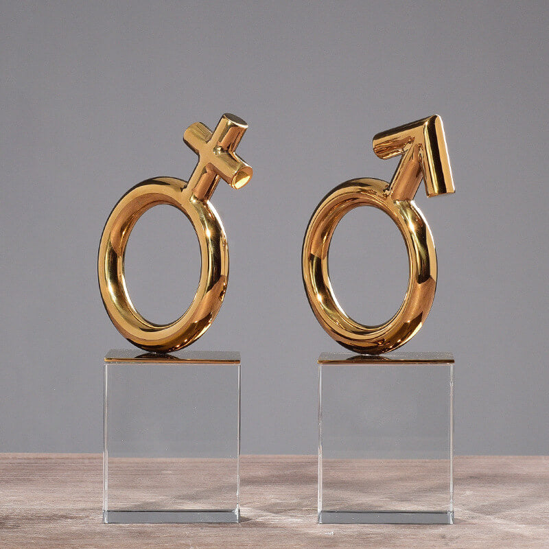 Golden Gender Symbol Crystal Metal Bookends - HOUSYE