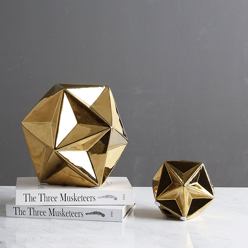 Simple Golden Ceramic Polyhedron Living Room Decoration - HOUSYE