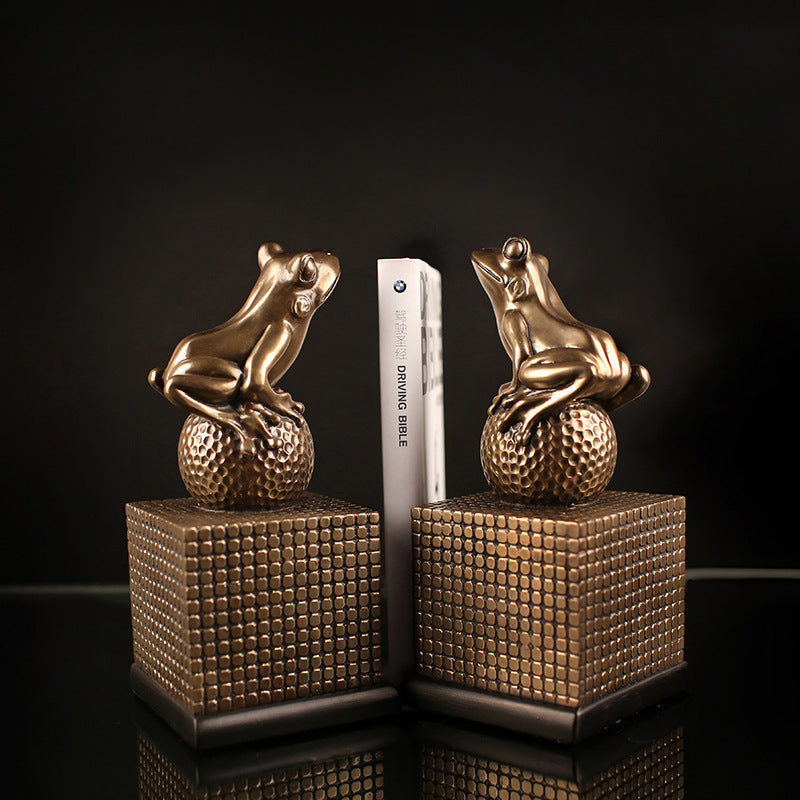 Golden Frog Sculpture Bookends - HOUSYE