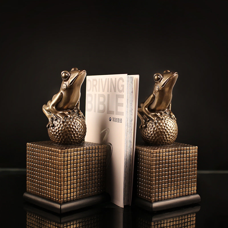 Golden Frog Sculpture Bookends - HOUSYE