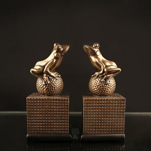 Golden Frog Sculpture Bookends - HOUSYE