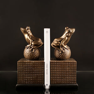 Golden Frog Sculpture Bookends - HOUSYE