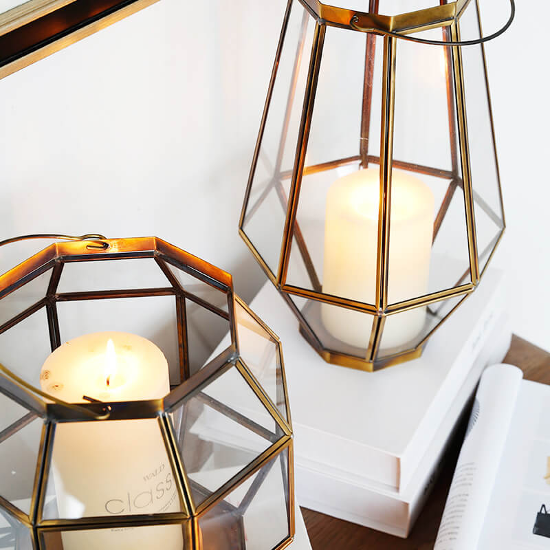 Modern Glass Metal Lantern Candle Holder - HOUSYE