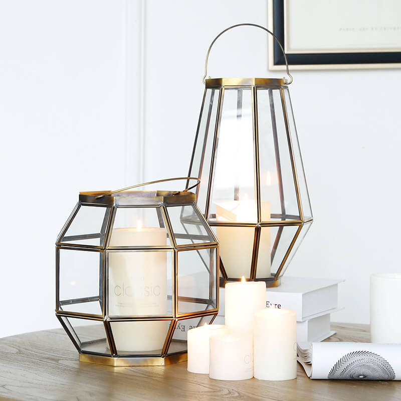 Modern Glass Metal Lantern Candle Holder - HOUSYE