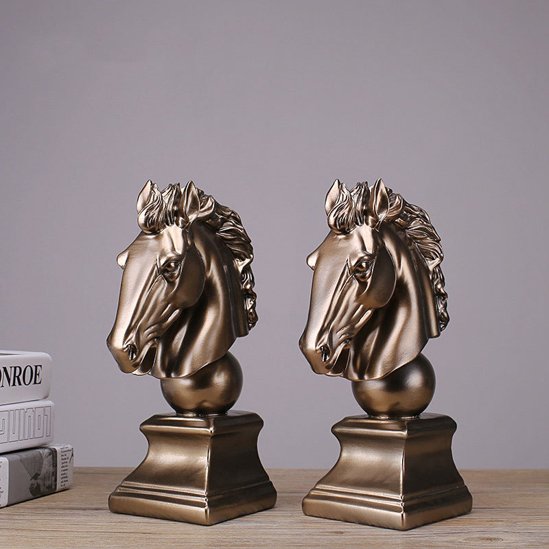 Golden Horse Head Sculpture Bookends - HOUSYE